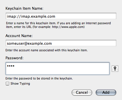 The 'New Password Item' dialog